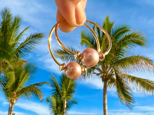 Pink Freshwater Pearl Hoop Earrings