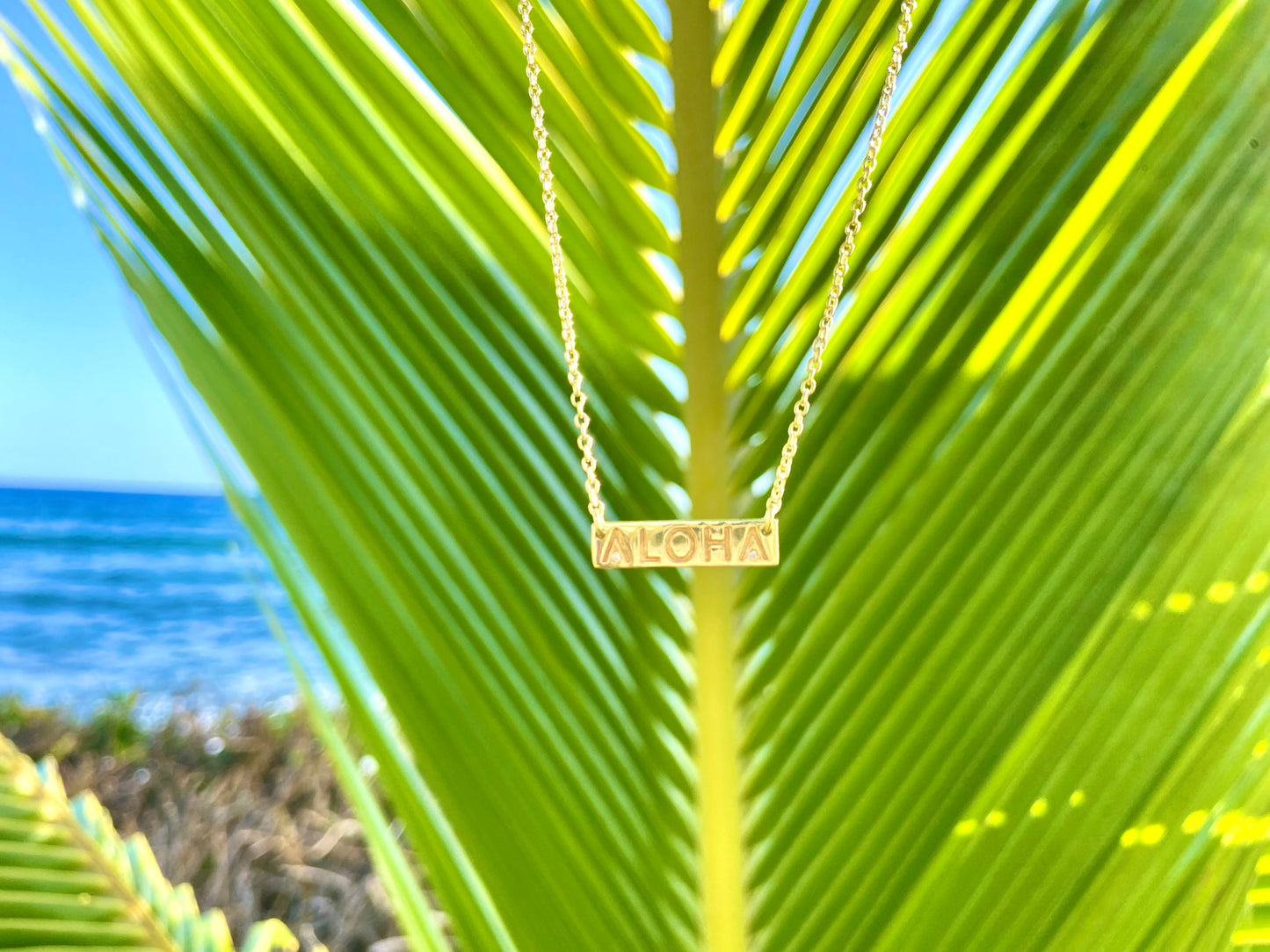 14k Solid Gold ALOHA NECKLACE